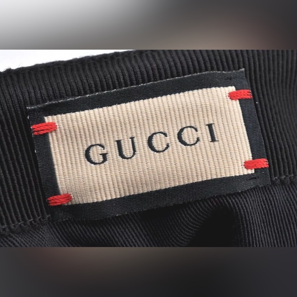 GUCCI Web Sherry Line Baseball Cap GG Canvas Leather Size L black/beige - Picture 13 of 16